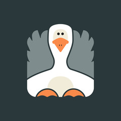 Flat square icon of a cute goose