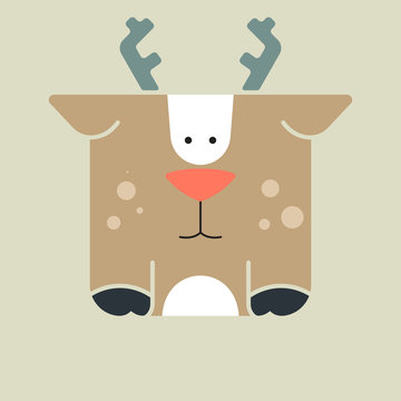 Flat square icon of a cute deer