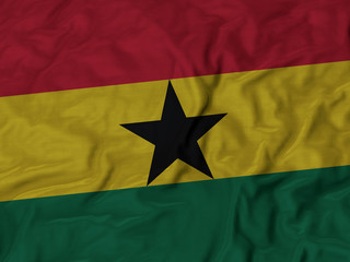 Closeup of ruffled Ghana flag
