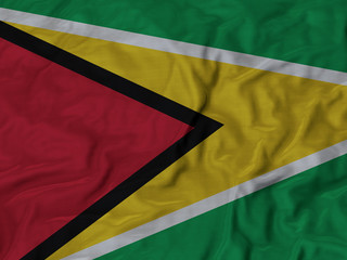 Closeup of ruffled Guyana flag
