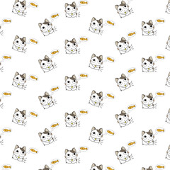 Obraz premium Cute Cartoon Cats Pattern.