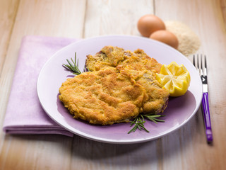 milanese cutlet traditional italian recipe, selective focus