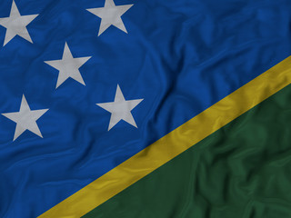 Closeup of ruffled Solomon Islands flag