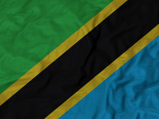 Closeup of ruffled Tanzania flag