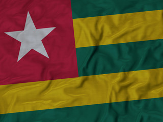 Closeup of ruffled Togo flag