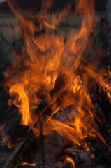 огонь, яркие языки пламени