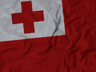 Closeup of ruffled Tonga flag