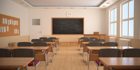 Fototapeta The interior of classroom (3D rendering) obraz