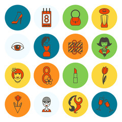 Womans Day Icon Set