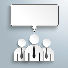 3 Businessmen Rectangle Speech Bubbles