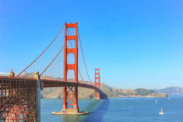 Golden Gate bridge with the clear sky.