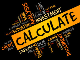 CALCULATE word cloud, business concept