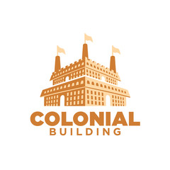 Naklejka premium Castle Fabric Factory Building Logo Icon