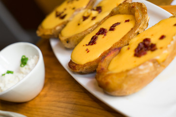 Potato skins, dining appetizer