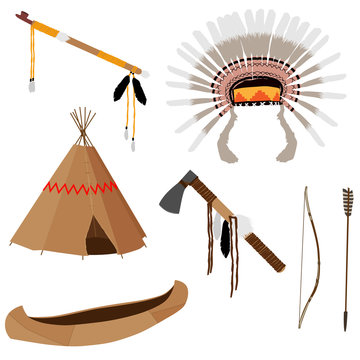 Native american set six icons