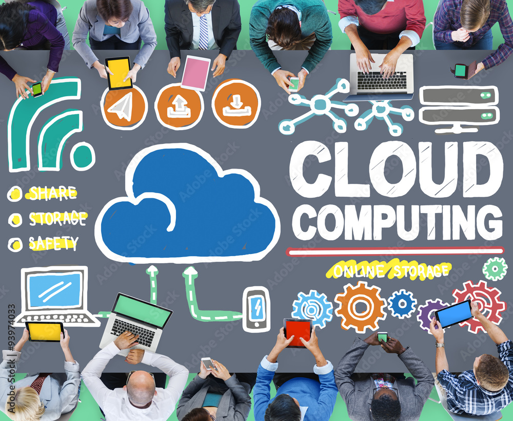 Poster cloud computing connection network internet storage concept