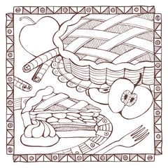 Hand drawn apple pie