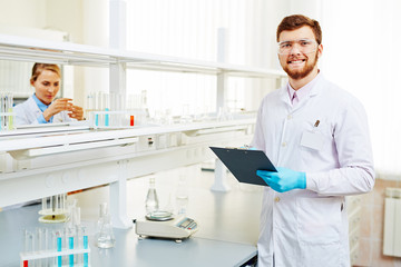 Working in lab
