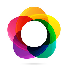 Sun logo. Five volume looped infinity logotype. Infinite loop.