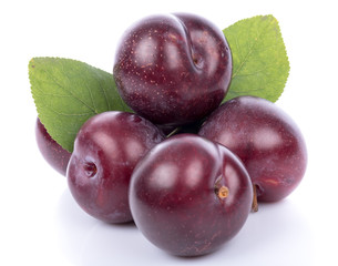 Ripe purple cherry plums