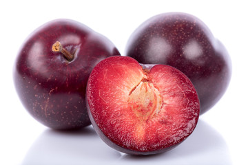 Ripe purple cherry plums