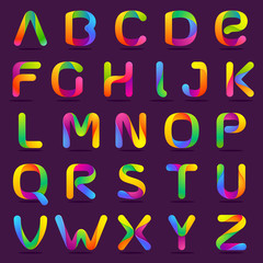 Fun english alphabet one line colorful letters set.