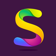 S letter one line colorful logo
