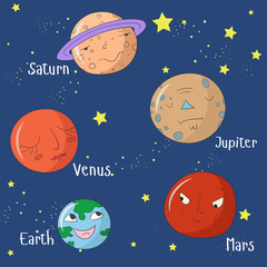 Educational game for children learn planets 