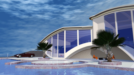 Obraz na płótnie Canvas Moderne Villa im futuristischen Stil