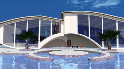 Moderne Villa im futuristischen Stil