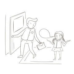 Father and daughter comic cartoon vector