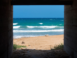 Sea view from the brick tunnel.