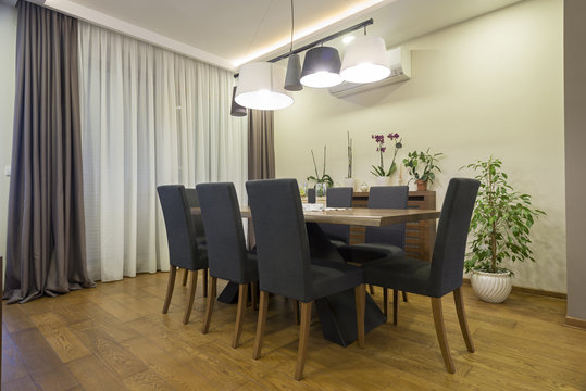 Dining room interior in modern apartment
