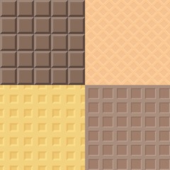 Vector chocolate and waffle pattern, seamless