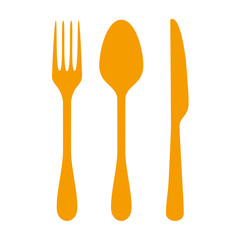 Icono plano aislado cubiertos naranja #1