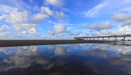 Fototapeta na wymiar Reflection of clouds in water