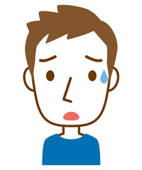 心配する男性　表情ポーズ