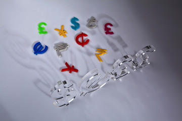 SELL World economy units with colorful icons on silver