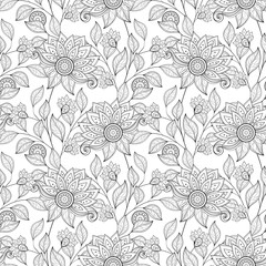 Vector Seamless Monochrome Floral Pattern