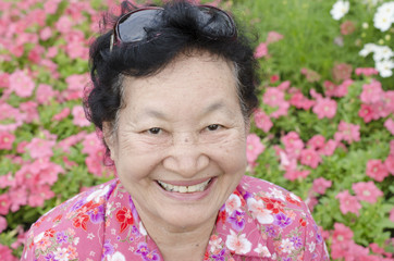 Portrait of asian elderly at the park