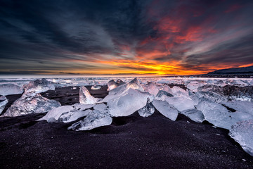 Jokulsarlon ice beach, Iceland - obrazy, fototapety, plakaty