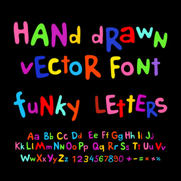 Hand-drawn vector alphabet. funky letters font