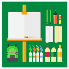 vector Drawing, color drawing equipment frame paintbrush, eraser