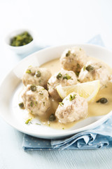 Meatballs with capers in mustard sauce