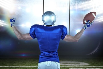 Composite image of rear view of american football player