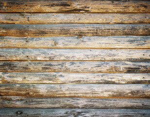 Wooden logs wall of rural house background