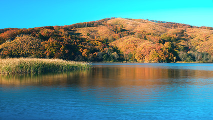 Lake in the autumn evening