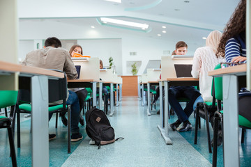 Students studying in library
