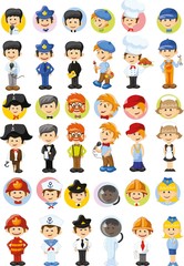 Set of vector cute character avatar icons 