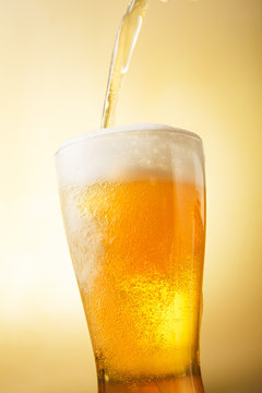 ビール　Beer into glass